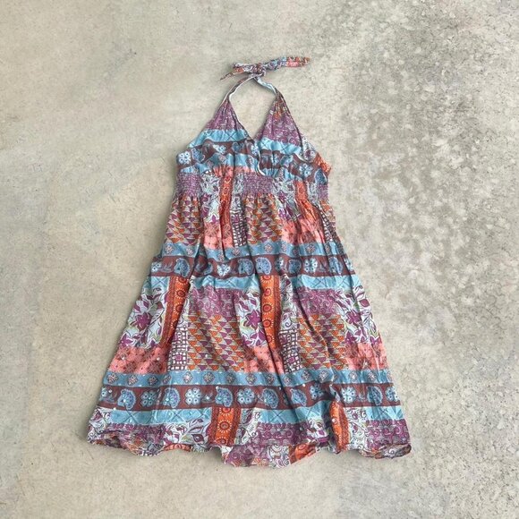 Vintage Halter Dress No Boundaries Boho Mini Dress Halter Ties XS-Small Y2K - Picture 1 of 8